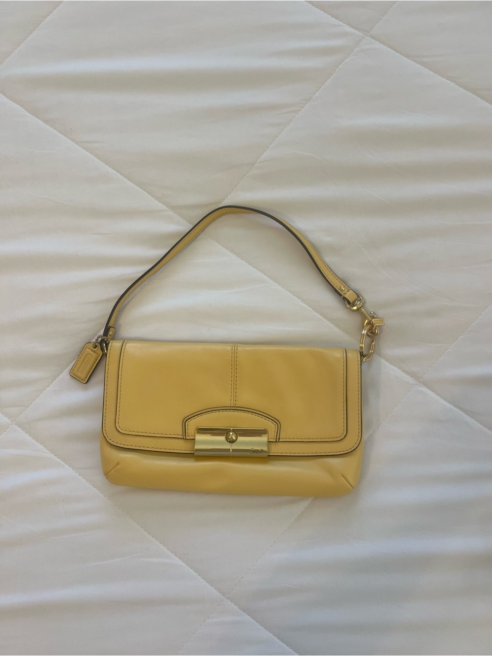 Coach Yellow Leather Shoulder Bag with Gold Hardware